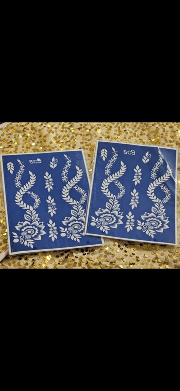 Twilight Petals henna stencils- SC9