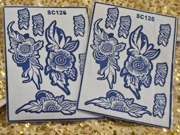 Azure Elegance Henna Stencils - SC126