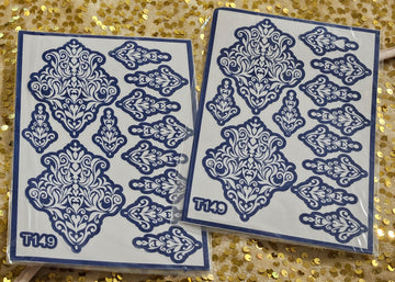 Navy Blossom henna stencils - T149