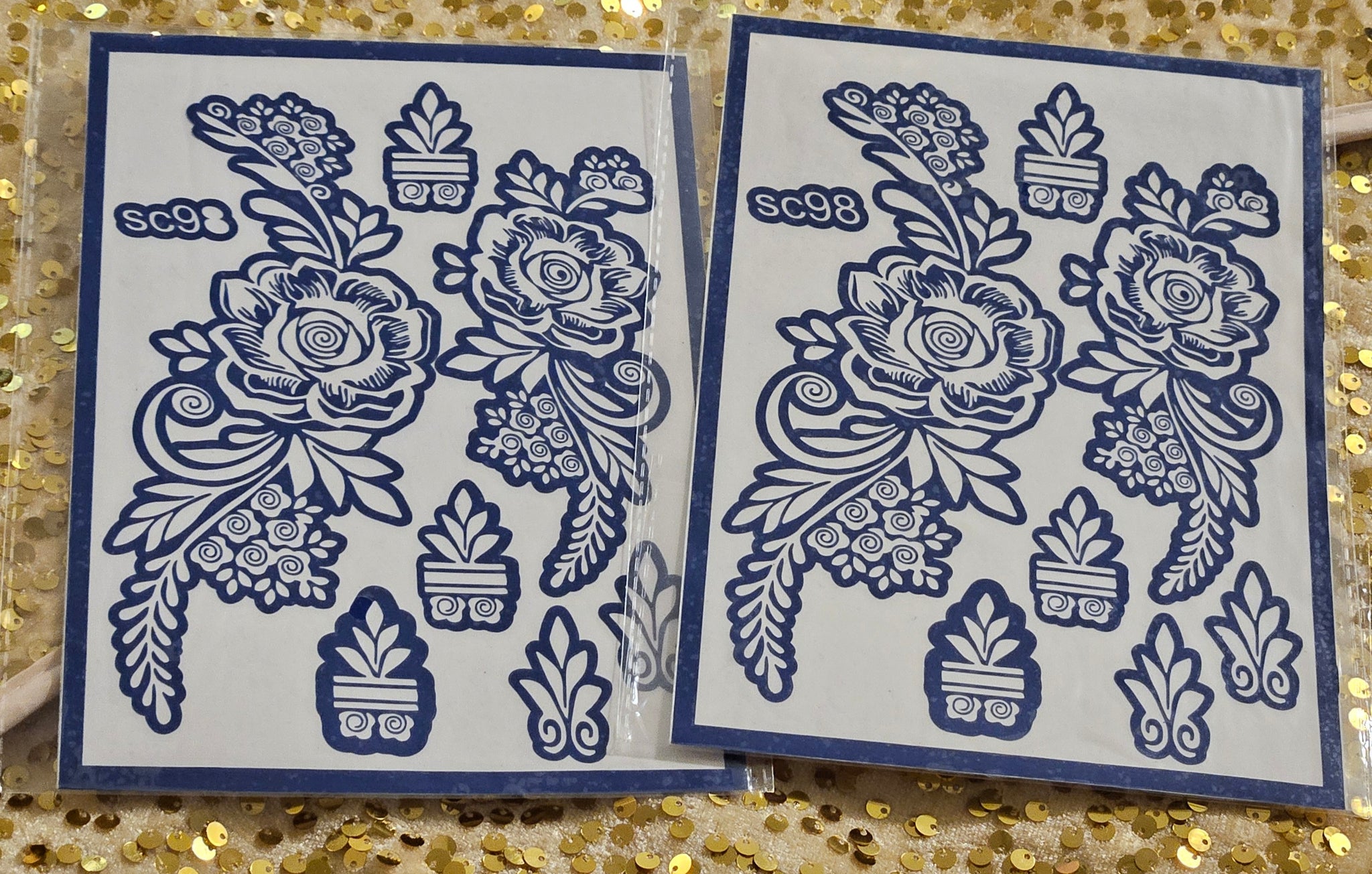 Floral Fantasy henna stencils - SC98