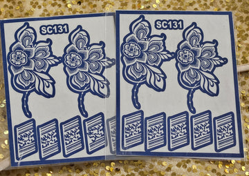 Blue Blossom Henna Stencils - SC131