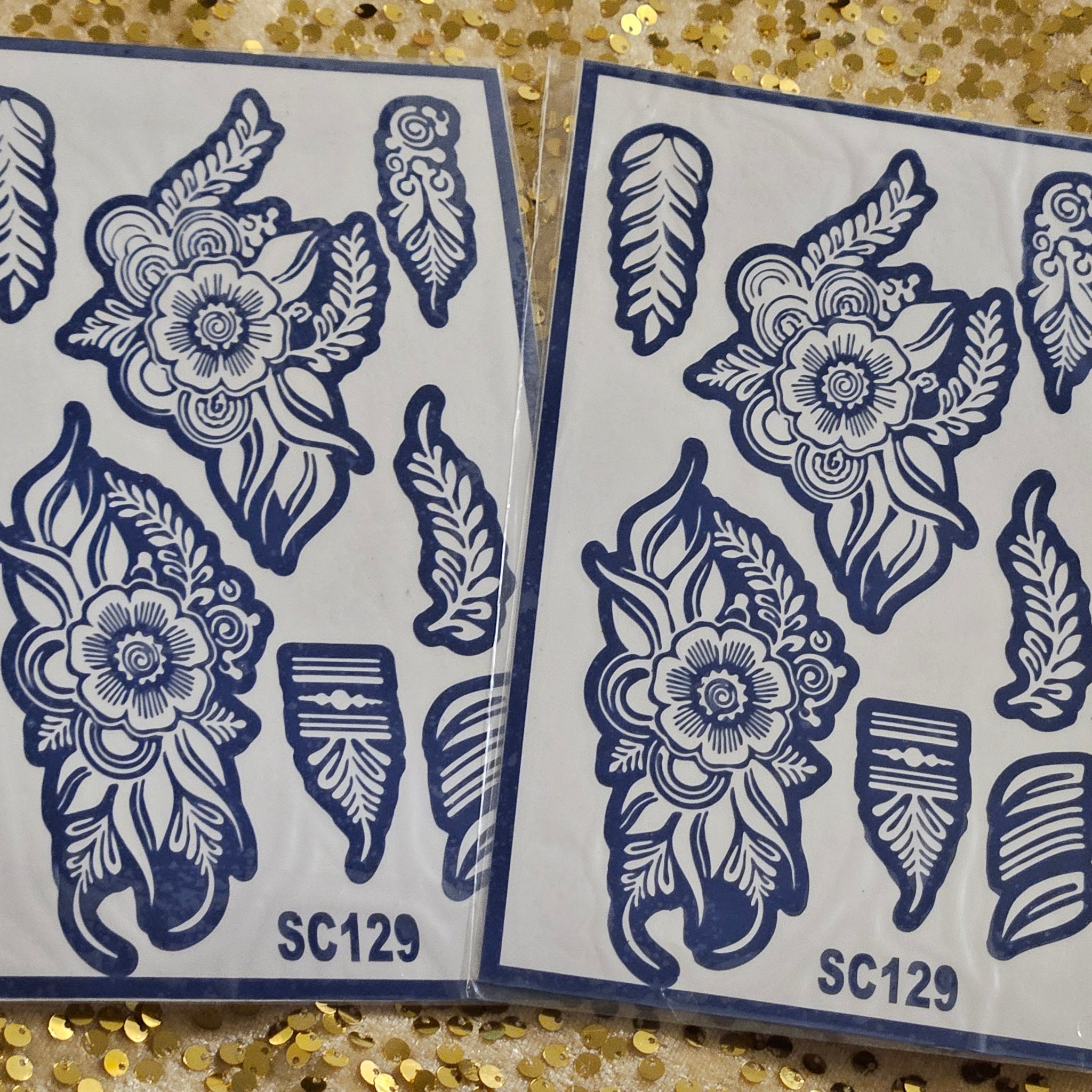 Azure Blossom henna stencils-SC129
