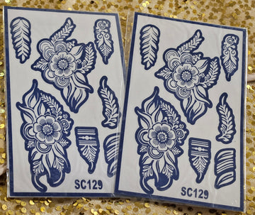 Azure Blossom henna stencils-SC129