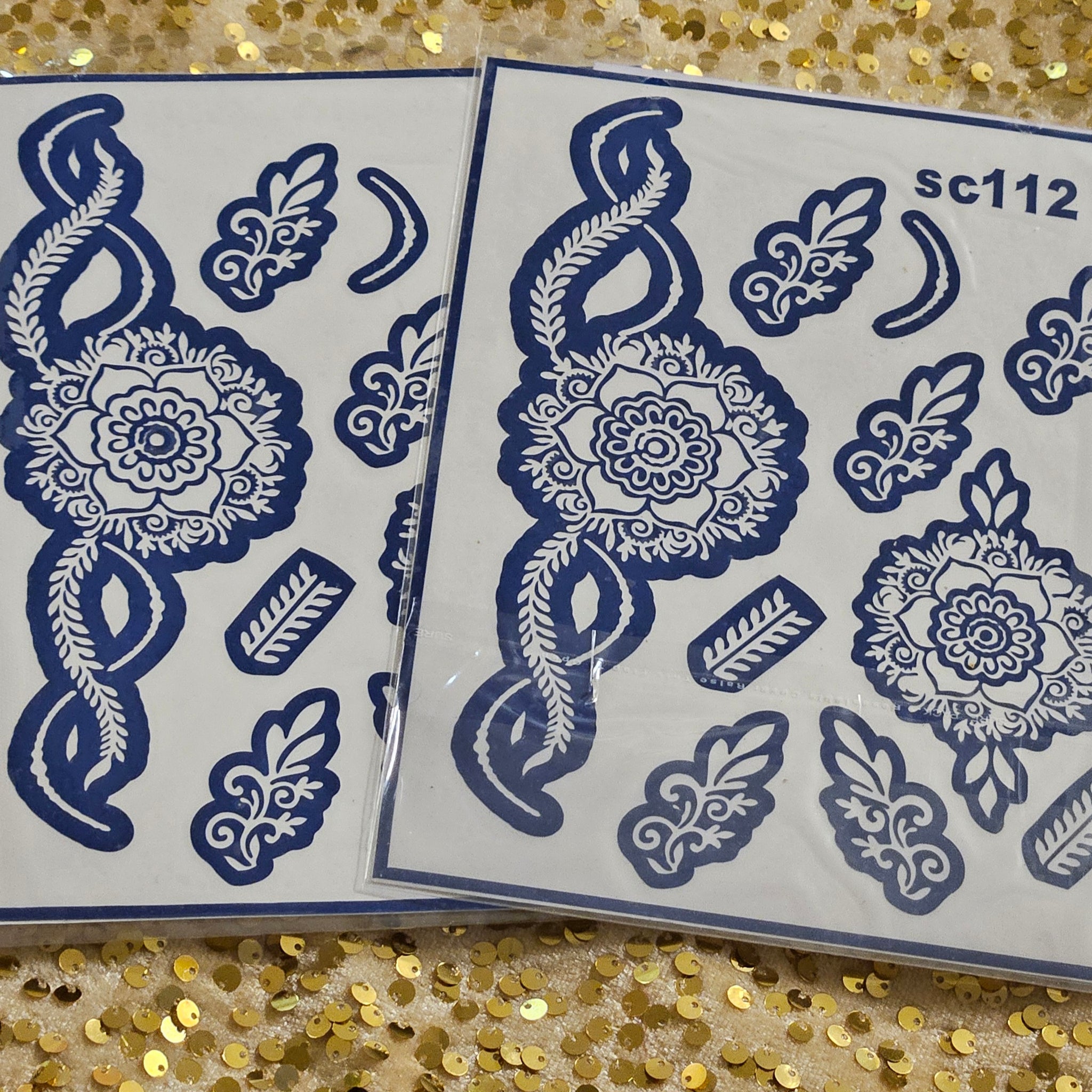 Whimsical Blooms henna stencils- SC112"