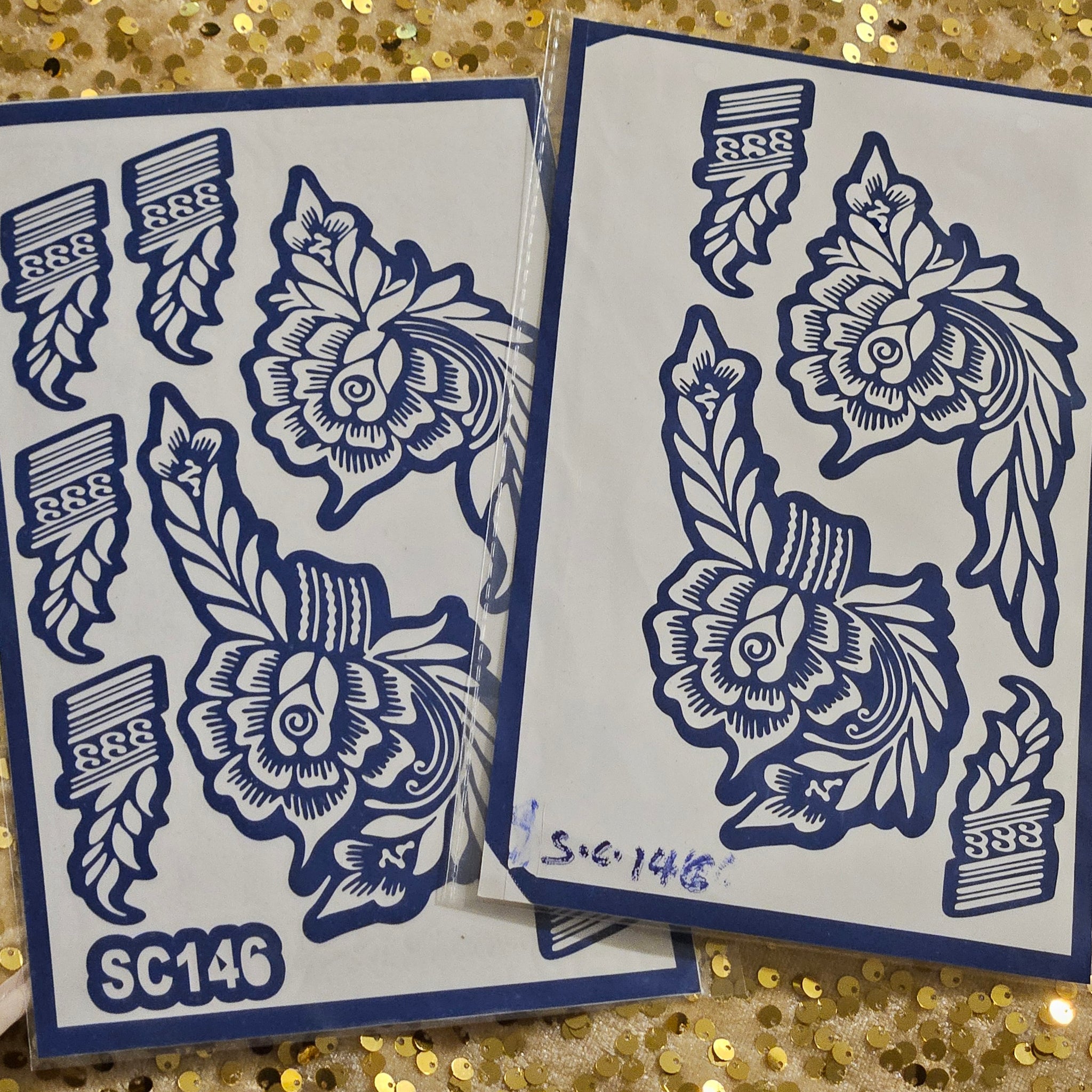 Rosa Elegance Henna Stencils - SC146