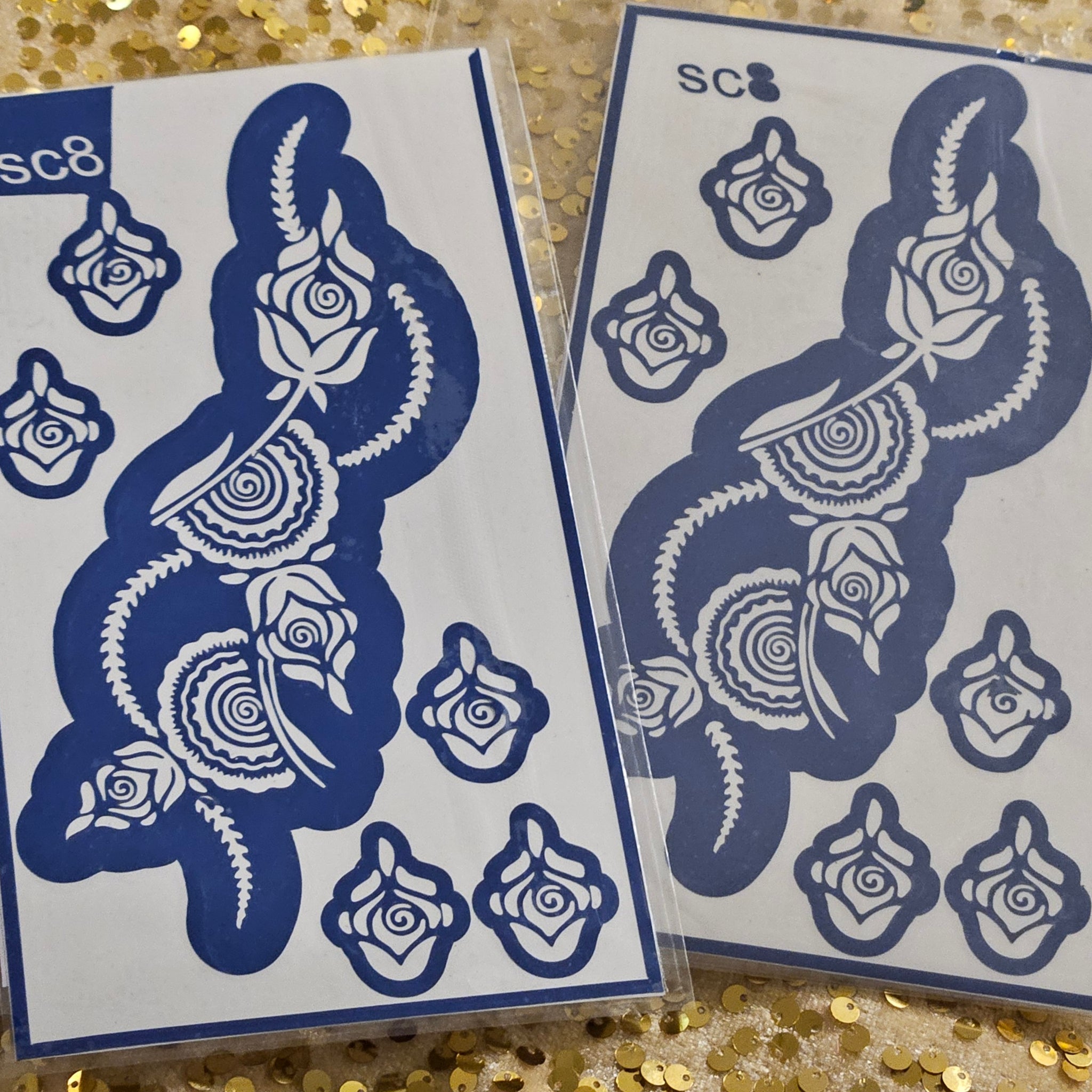 Azure Petals henna stencils- SC8