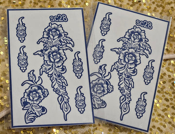 Azure Petals Henna Stencils - SC28"