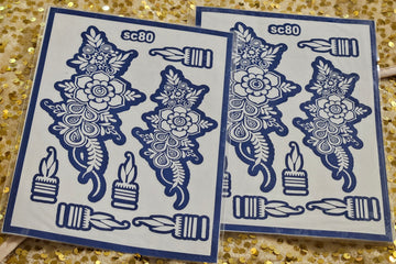 Cerulean Blossoms henna stencils - SC80