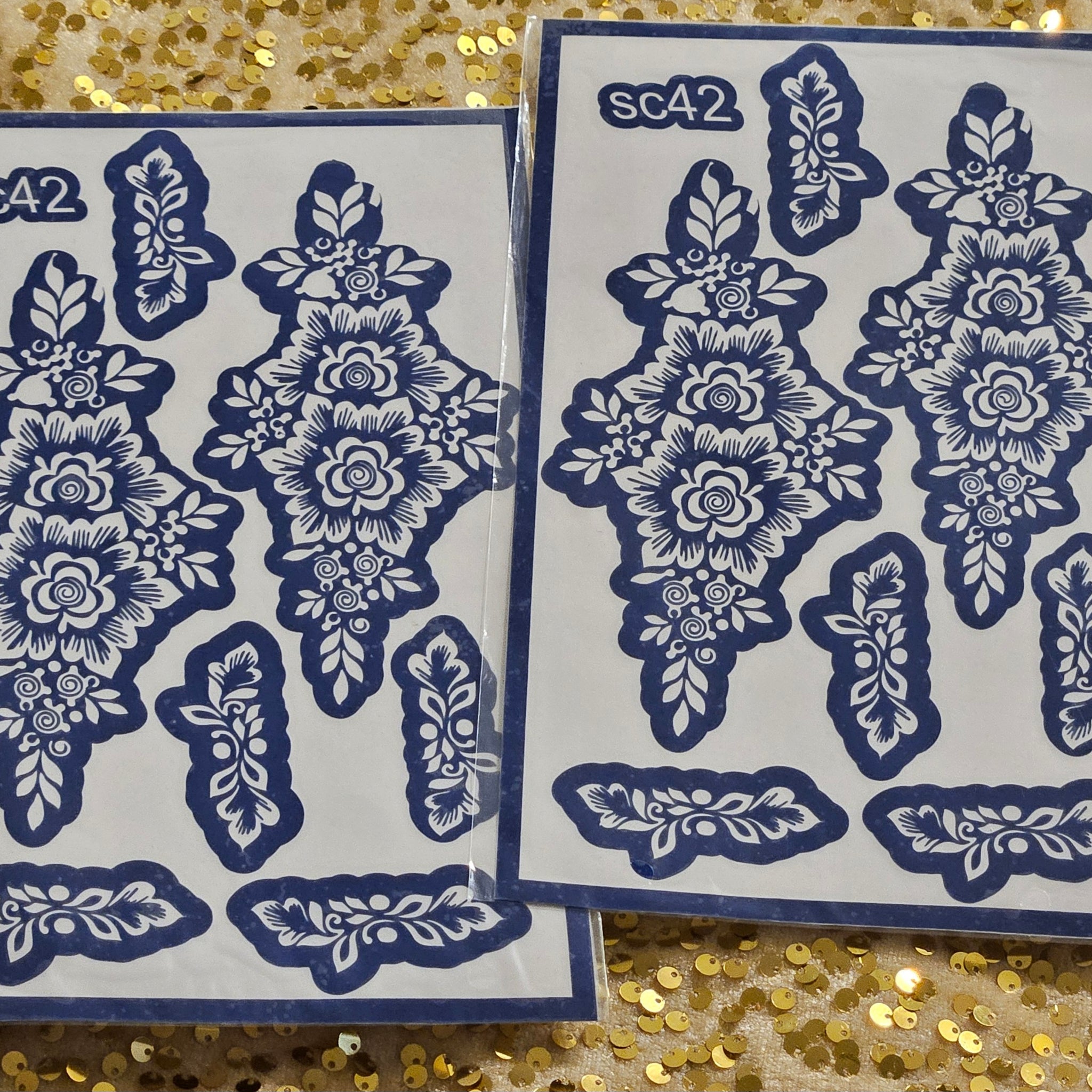 Whimsical Petals henna stencils-SC42