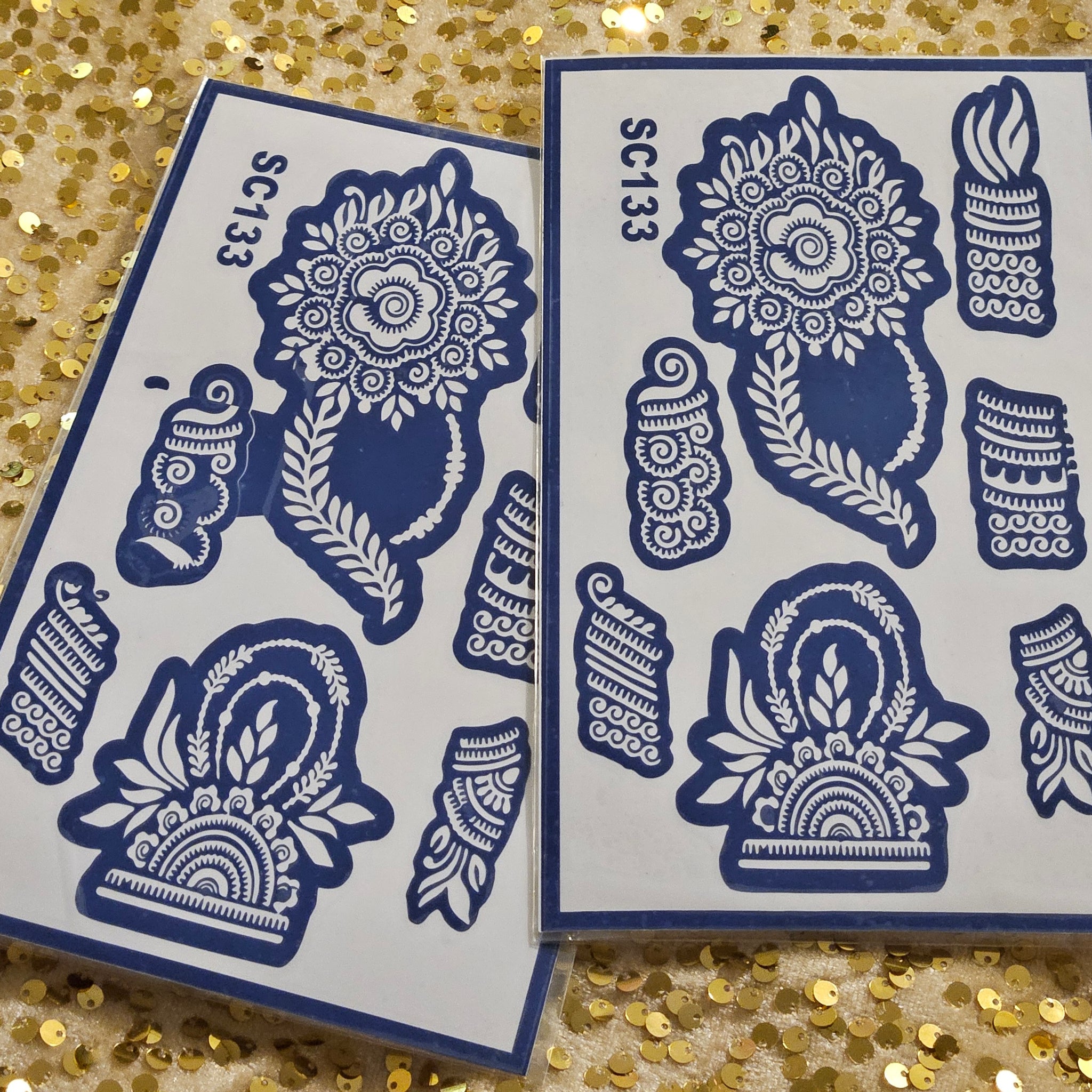 Azure Flame henna stencils - SC133