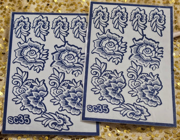 Blue Bloom henna stencils - SC35